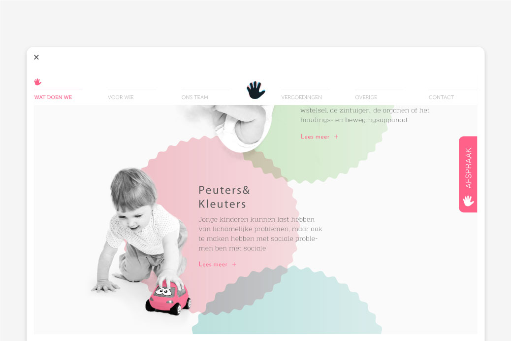 kinderfysiotherapie amsterdam website ontwerp gui parallax